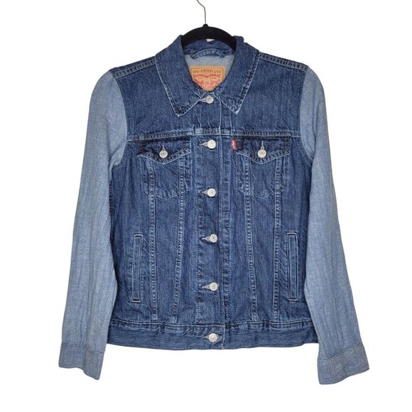 Levis Blue Jean Jacket Small Cotton Linen Blend Country Western Chore Classic - Picture 1 of 11